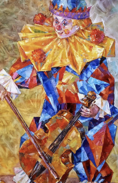 Image 1 of the artwork "Clown with a Cello" by Anton Kolokolov on art24