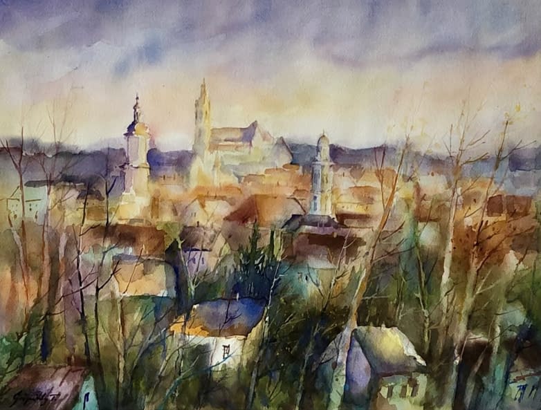 Image 1 of the artwork "Soproni Látkép/ Blick auf Sopron" by Tibor Gáspárdy on art24