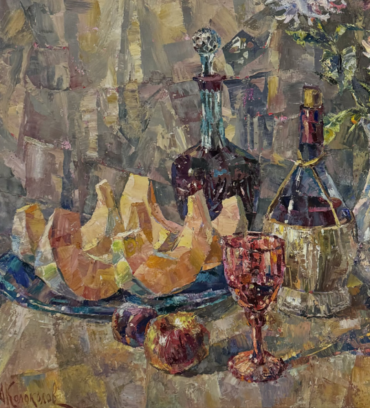 Image 1 of the artwork "A glass of vodka on the table and more" by Anton Kolokolov on art24