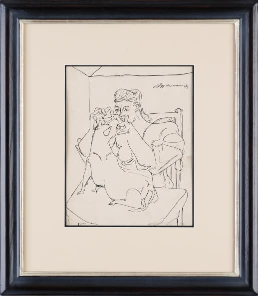 Image 1 of the artwork "Weiblicher Halbakt mit Hund" by José Mariano Manuel Rodríguez Álvarez on art24