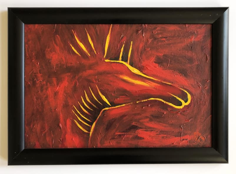 Foto 1 des Kunstwerks "Szarvas vörös térben/Der Hirsch in der roten Dimension" von Attila Orbán auf art24