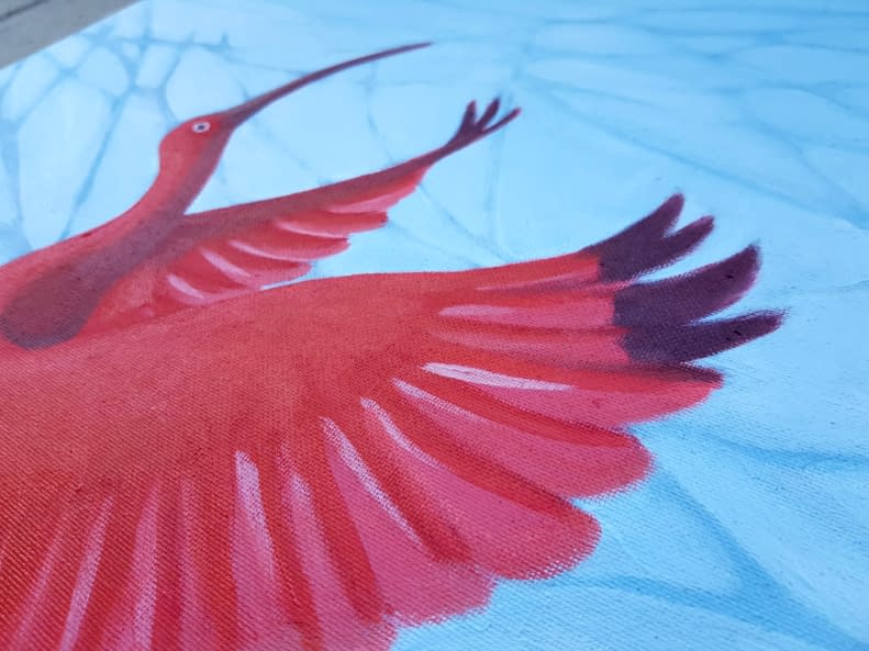 Foto 1 des Kunstwerks "Red Ibisses Flying" von Daria Startseva auf art24