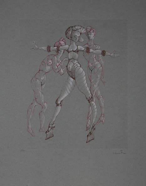 Image 1 of the artwork "Drei surreale Frauen (les fruits de la passion) 45/250" by Leonor Fini on art24