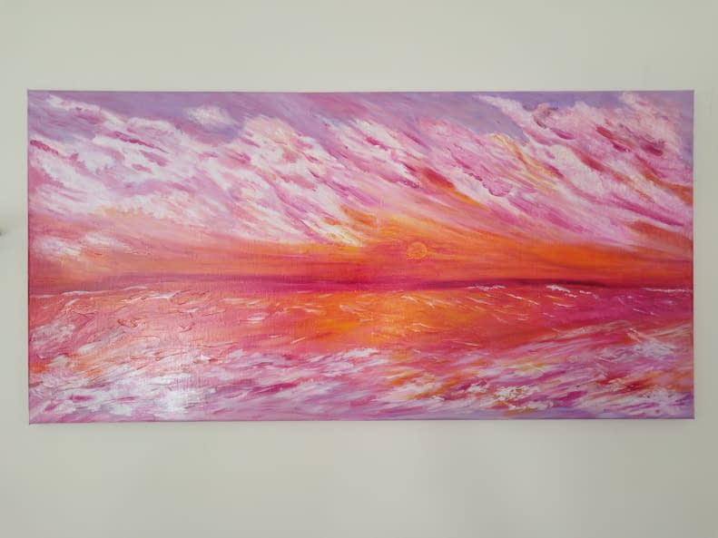 Photo 1 de l'œuvre "Glowing sea sunset" par Manal Mohammed El-Sawi Arts4mindsandhearts sur art24