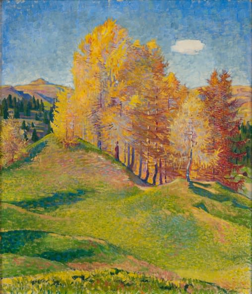 Foto 1 des Kunstwerks "Lärchengruppe im Herbst - Bündnerland" von Eduard Stiefel auf art24