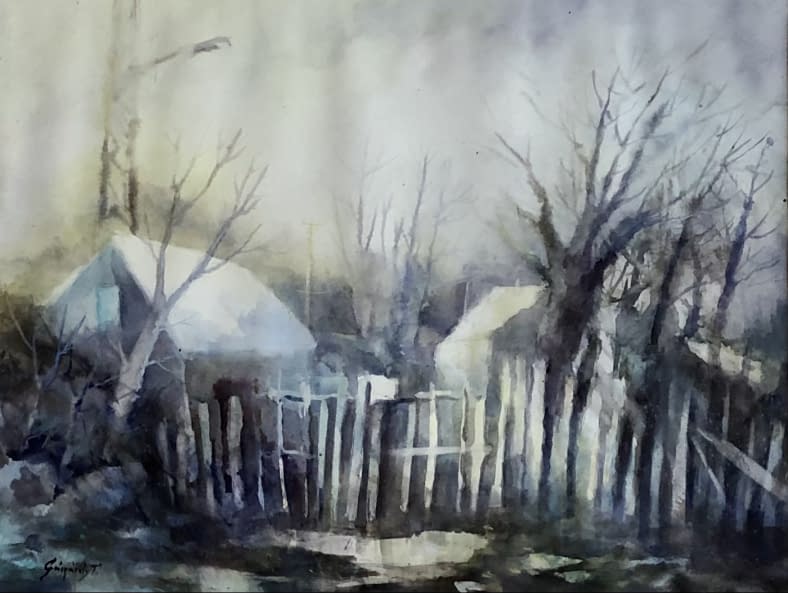 Image 1 of the artwork "Bánfalvi Udvar/Hof in Bánfalva" by Tibor Gáspárdy on art24