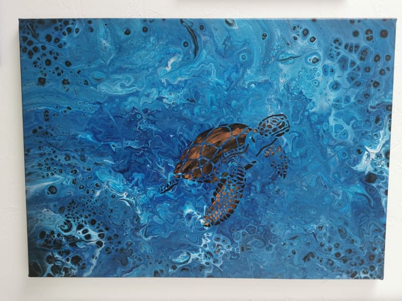 Foto 1 des Kunstwerks "Aqua con Turtle" von Anke Löwner auf art24