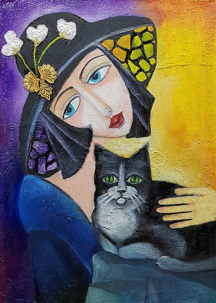 Photo 1 de l'œuvre "Dame mit Katze" par Lydia sur art24