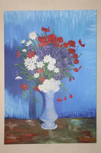 Photo 1 de l'œuvre "Vase mit Kornblumen und Mohnblumen" par Christoph Steur sur art24