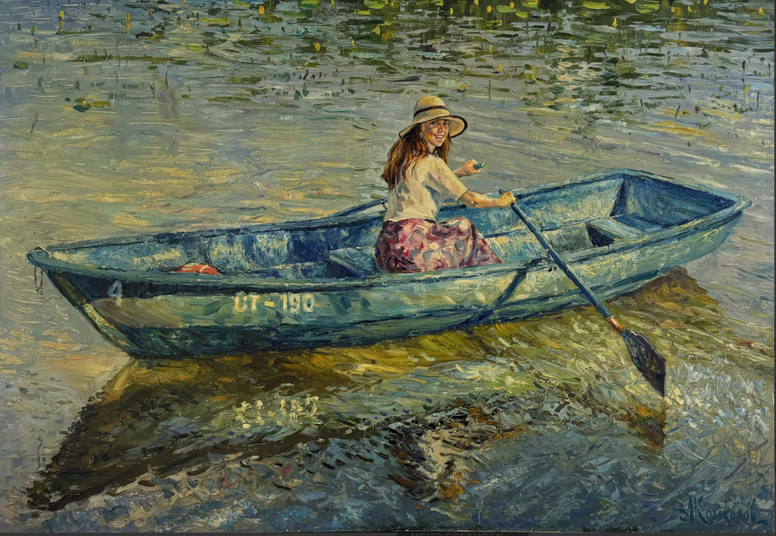 Image 1 of the artwork "Lady on a boat" by Anton Kolokolov on art24