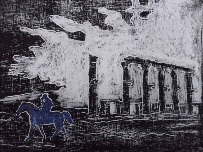 Image 1 of the artwork "Der blaue Reiter 2 I Palmyra" by Ebba Sakel on art24