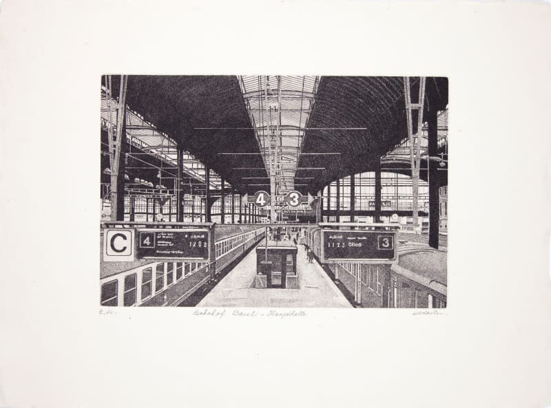 Image 1 of the artwork "Bahnhof Basel - Hauptalle" by Rudolf Häsler on art24