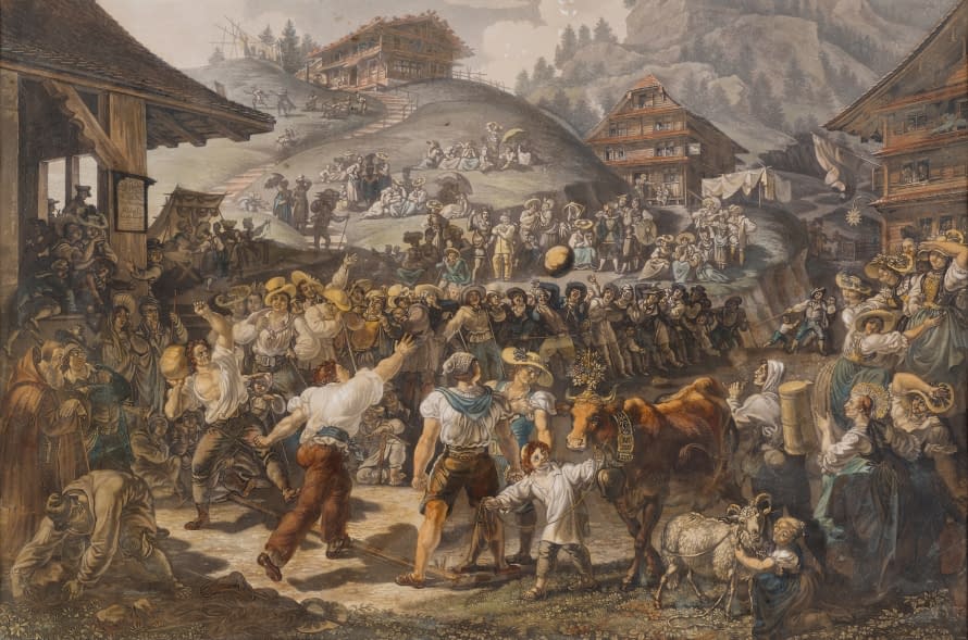 Image 1 of the artwork "Steinstossfest auf der Rigi" by Georg Ludwig Vogel on art24