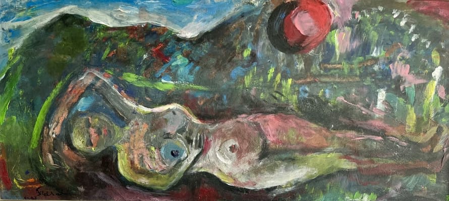 Image 1 of the artwork "Domboldalon fekvő akt/Am Hügel leigender Akt" by Katalin Szabadi on art24