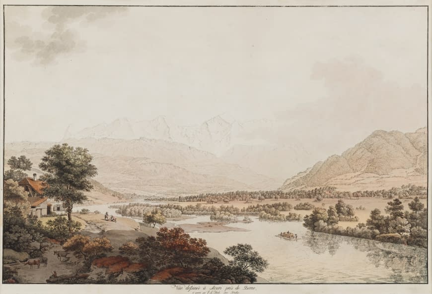 Foto 1 des Kunstwerks "Vue dessinée à Mouri près de Berne" von Johann Ludwig Aberli auf art24