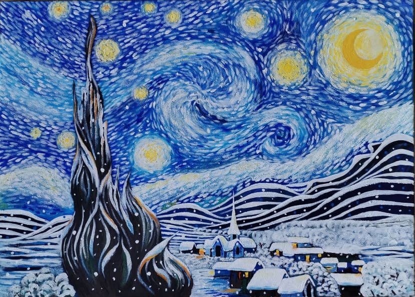 Photo 1 de l'œuvre "Starry night, Snowy night" par St. Nenova sur art24