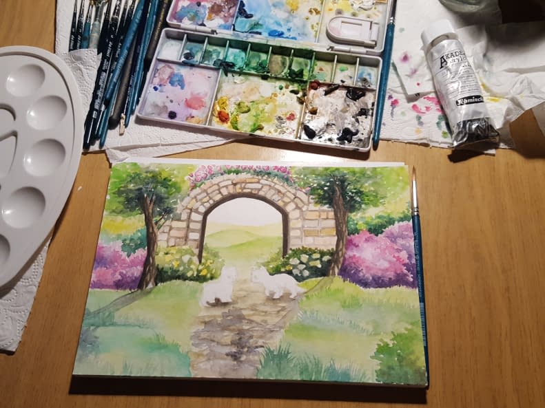 Image 1 of the artwork "Kittens in a garden" by Yasmin C. on art24