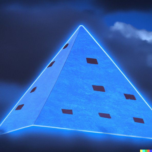 Image 1 of the artwork "A close encounter of a UFO shaped like a pyramid." by Robbie Ierubino on art24
