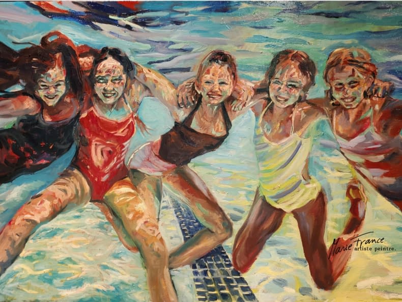 Foto 1 des Kunstwerks "Les copines de la piscine" von Marie-France Vuille auf art24