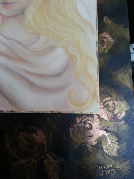 Image 1 of the artwork "Angel with roses pastel drawing" by Yasmin C. on art24
