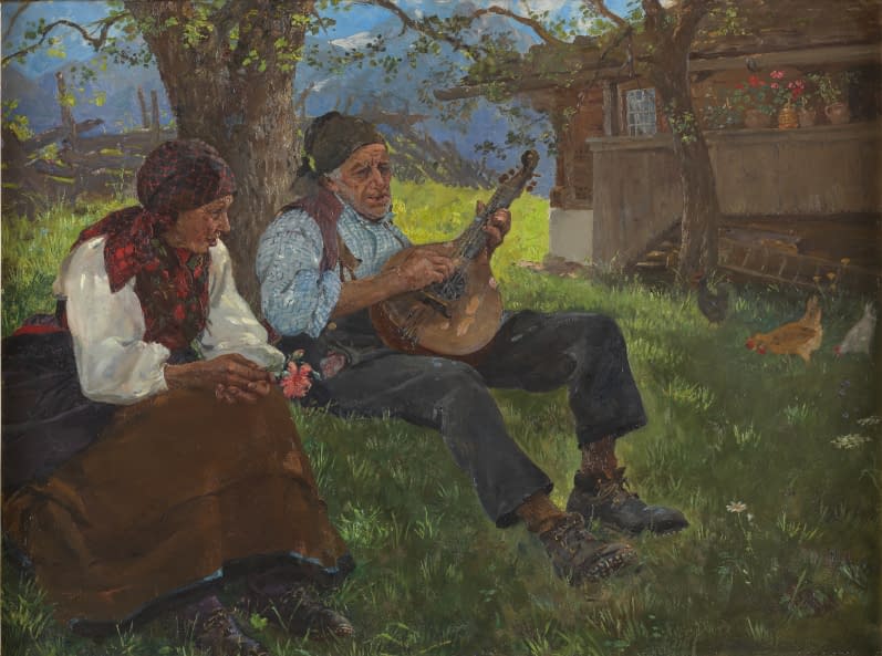 Foto 1 des Kunstwerks "Altes musizierendes Ehepaar unter einem Baum" von Ernst Breitenstein auf art24