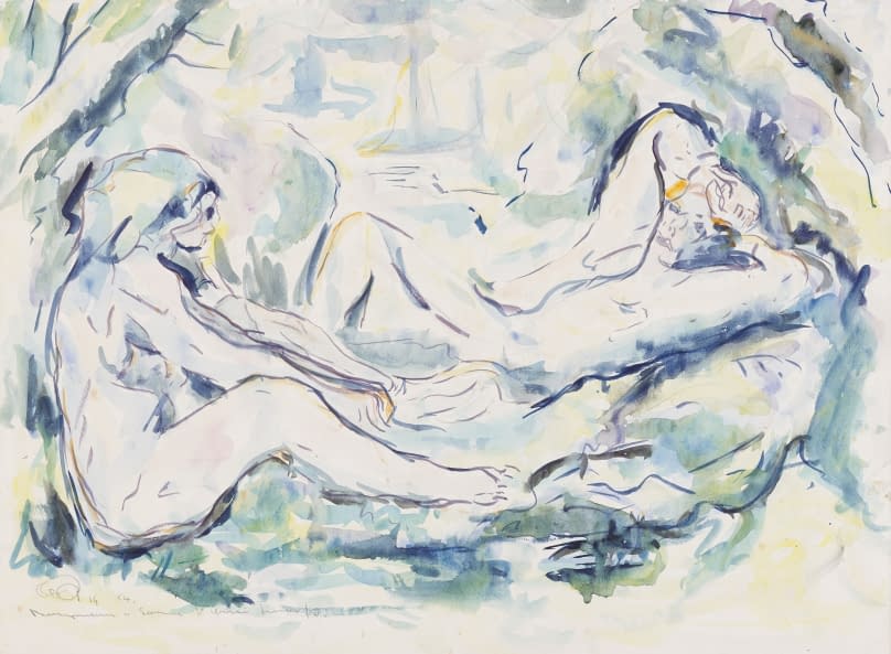 Image 1 of the artwork "Akte in Grün und Blau" by Willy Röthlisberger on art24