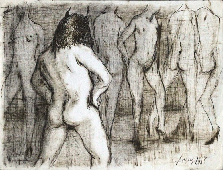 Image 1 of the artwork "Aktszene mit Stier" by Jesús Nodarse Valdés on art24