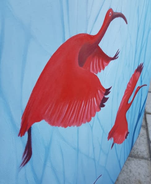 Foto 1 des Kunstwerks "Red Ibisses Flying" von Daria Startseva auf art24