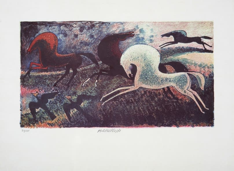 Image 1 of the artwork "Hraví koně (dt. verspielte Pferde) 21/140" by Karel Oberthor on art24