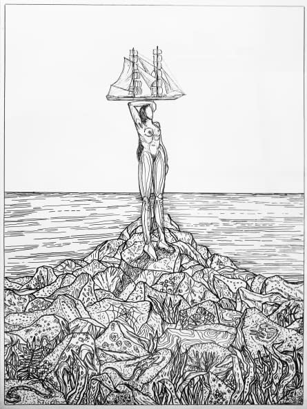 Image 1 of the artwork "Frau mit Traumschiff" by Rudolf Grosch on art24