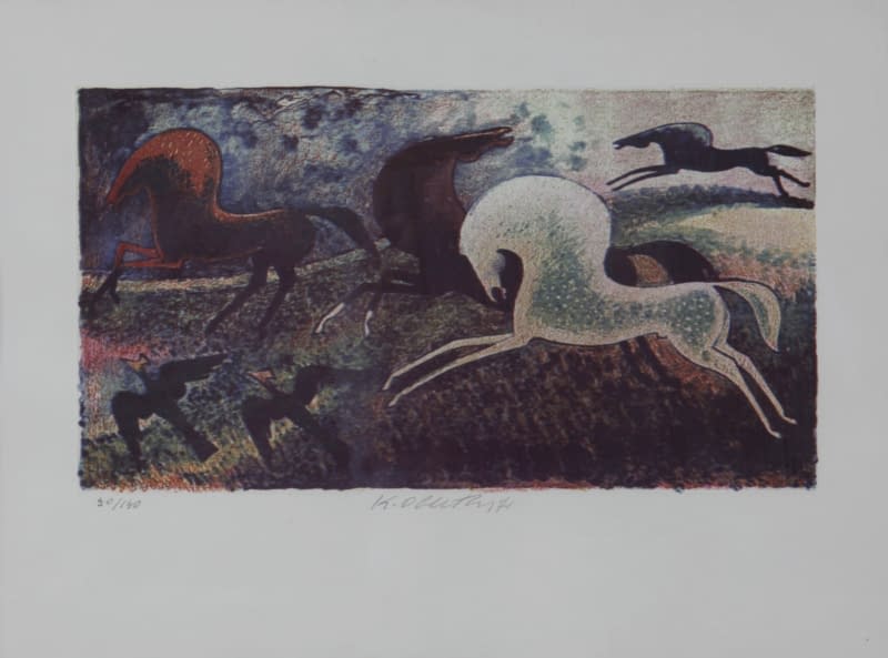 Image 1 of the artwork "Hraví koně (dt. verspielte Pferde) 50/140" by Karel Oberthor on art24
