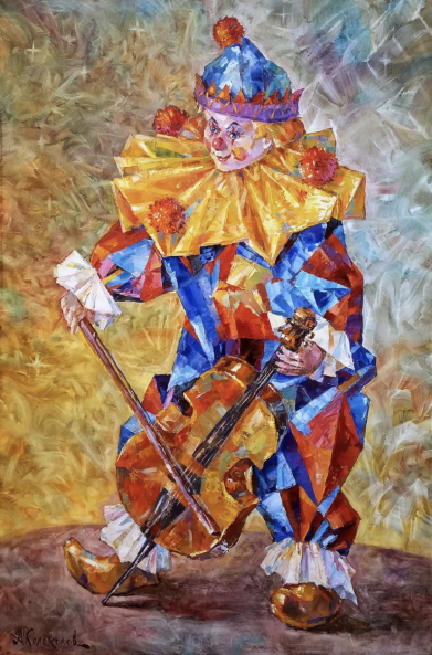 Image 1 of the artwork "Clown with a Cello" by Anton Kolokolov on art24