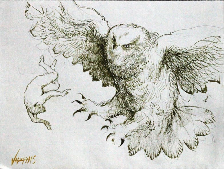 Image 1 of the artwork "Studie mit Eule und männlichem Akt" by Jesús Nodarse Valdés on art24
