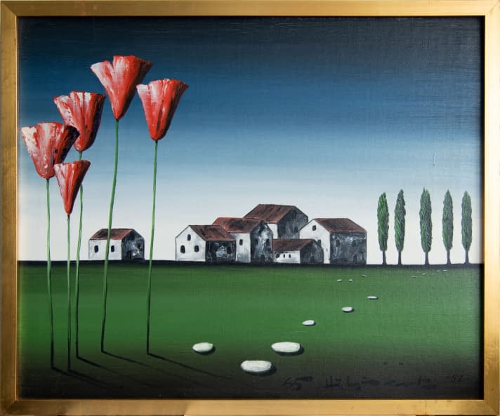 Foto 1 des Kunstwerks "Mohnblumen und Pappeln" von Maximilian Hilpert auf art24
