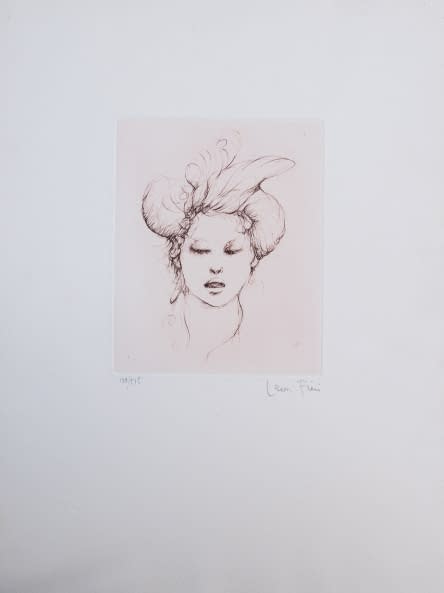 Image 1 of the artwork "Frauenkopf mit Haarkranz und Blättern 138/275" by Leonor Fini on art24