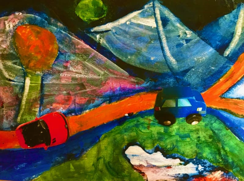 Foto 1 des Kunstwerks "Das kleine rote Auto entdeckt die Welt." von Christa Baisch auf art24