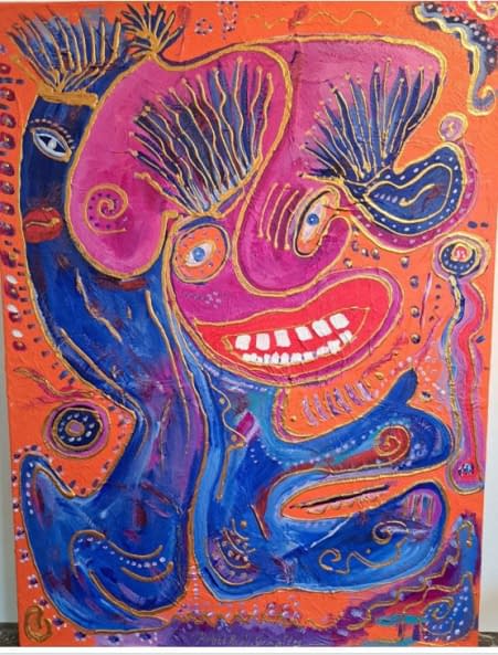 Photo 1 de l'œuvre "Number 3 der Gold Serie: The blue King" par Rolphe Alcide Grimaître sur art24