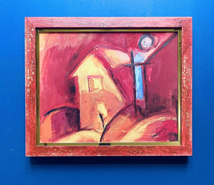 Image 1 of the artwork "Piros ház holdfényben/ Rotes Haus im Mondlicht" by Katalin Szabadi on art24