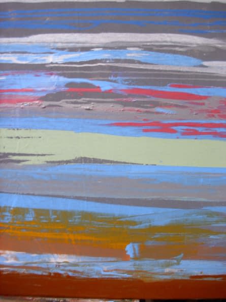 Image 1 of the artwork "Landschaft abstrakt - rot, blau, gelb" by Ebba Sakel on art24