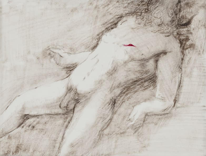Image 1 of the artwork "Liegender männlicher Fabelakt" by Jesús Nodarse Valdés on art24