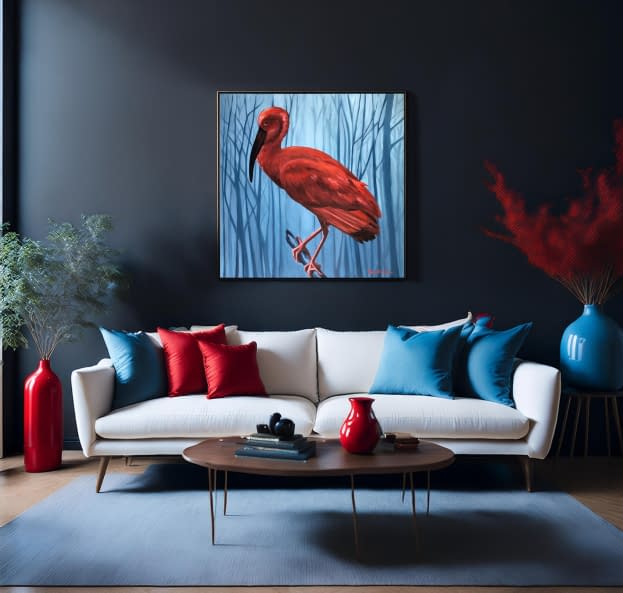 Foto 1 des Kunstwerks "Scarlet Ibis in a mystic Forest" von Daria Startseva auf art24