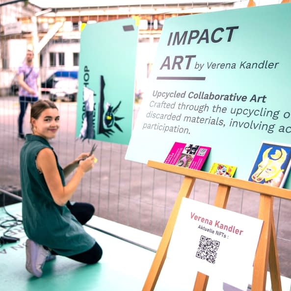 Image 1 of the artwork "Live Impact Art beim Impact Festival 2023 aus Materialresten" by Verena Kandler on art24