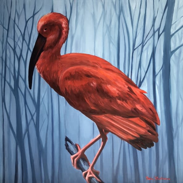 Foto 1 des Kunstwerks "Scarlet Ibis in a mystic Forest" von Daria Startseva auf art24