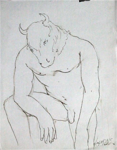 Image 1 of the artwork "Studie, Akt mit Stierkopf" by Jesús Nodarse Valdés on art24