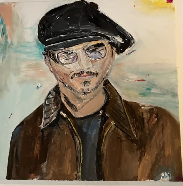 Foto 1 des Kunstwerks "Originalgemälde von Annette Matzelle(AM) mit dem Titel: Johnny Depp" von Annette Irma Matzelle (AM) auf art24