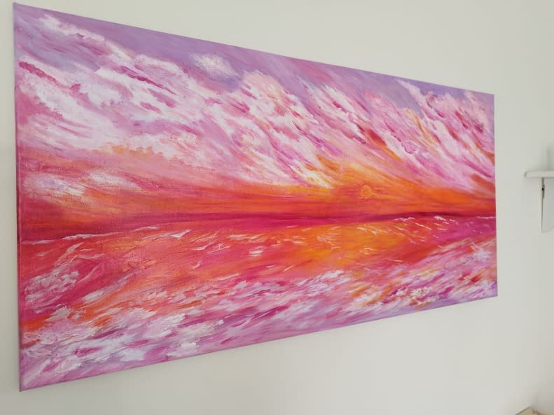 Photo 1 de l'œuvre "Glowing sea sunset" par Manal Mohammed El-Sawi Arts4mindsandhearts sur art24