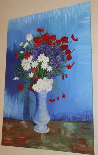 Photo 1 de l'œuvre "Vase mit Kornblumen und Mohnblumen" par Christoph Steur sur art24