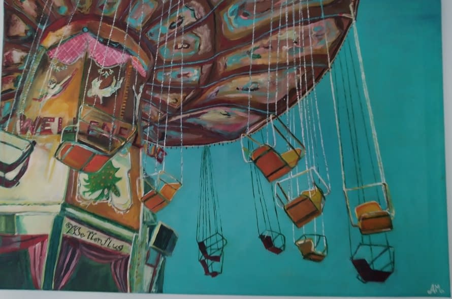 Foto 1 des Kunstwerks "Gemälde: das Karussell von Annette Matzelle" von Annette Irma Matzelle (AM) auf art24