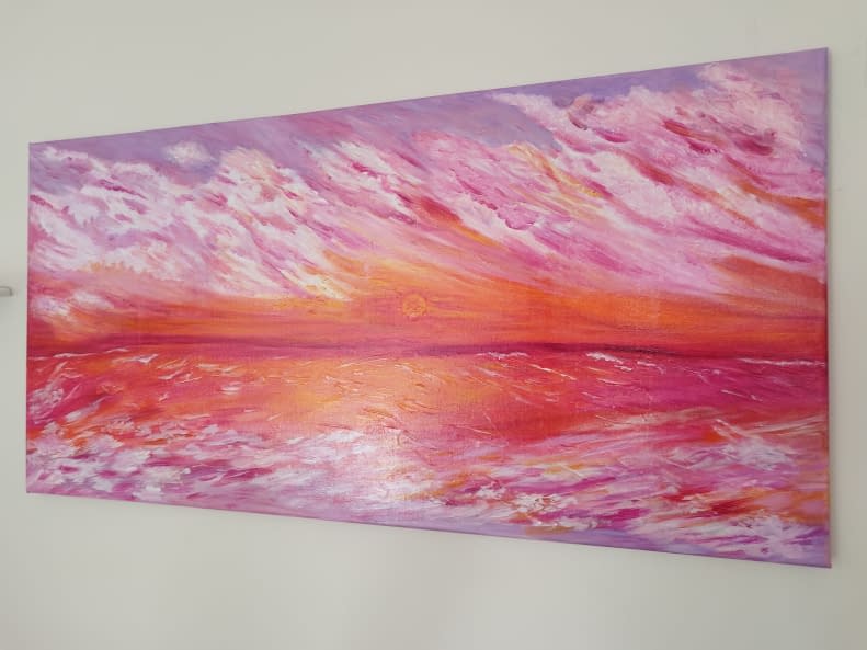 Photo 1 de l'œuvre "Glowing sea sunset" par Manal Mohammed El-Sawi Arts4mindsandhearts sur art24
