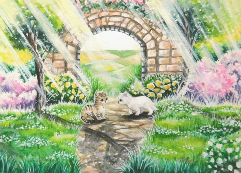 Image 1 of the artwork "Kittens in a garden" by Yasmin C. on art24